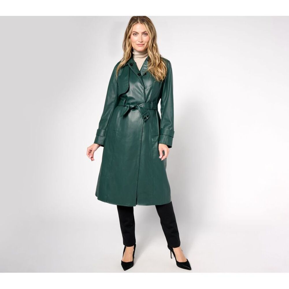 by Stacy London Women's Jacket Sz M Embossed Snake Faux-Leather Green A662285